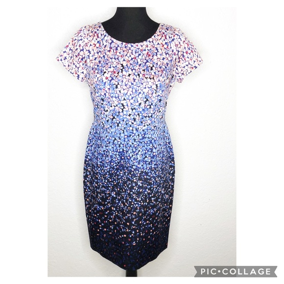 Talbots Dresses & Skirts - Talbots white pink blue floral ombre short sleeve sheath dress size 6 Petite 6P